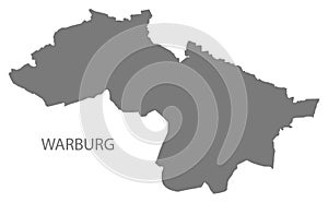 Warburg German city map grey illustration silhouette shape