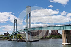 The Ward`s Island Bridge over the East River Connecting Randalls and Wards Islands to Manhattan in New York City