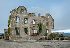 Warden\'s House ruin at Alcatraz prison, San Francisco, CA, USA