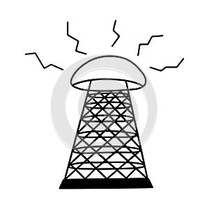 Wardenclyffe Tower. Clean energy generation vector icon