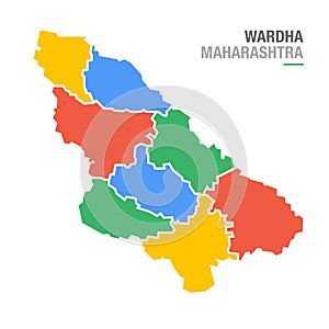 Wardha Dist map vector illustration on white background