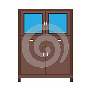 Wardrobe closet vector icon furniture interior clothes shelf illustration. Hanger room dress wooden cabinet bedroom