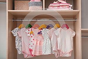 Wardrobe with cute baby clothes