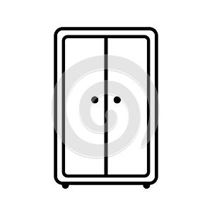 Wardrobe icon. Flat sign. Wooden cupboard. Logo concept. Modern art. Line design. Vector illustration. Stock image.