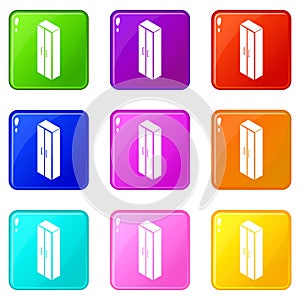 Wardrobe icons set 9 color collection