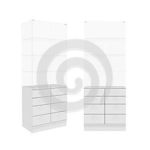 Wardrobe Isolated on White Background, 3D rendering