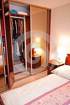 Wardrobe in modern bedroom