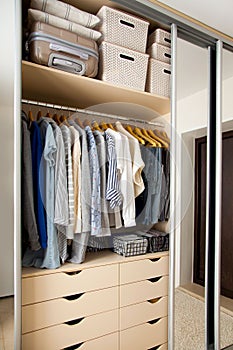 Wardrobe with perfect order clothes shades