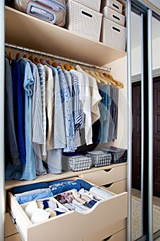 Wardrobe with perfect order clothes shades