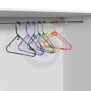 Wardrobe with plastic clothes hangers