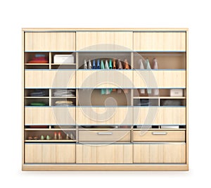 Wardrobe. Sliding closet with transparent doors.