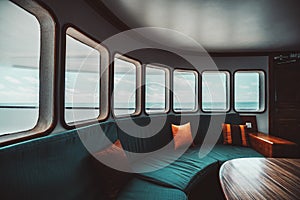 A wardroom of a safari yacht, window photo