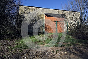 Warehouse behind a closed gate