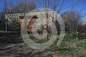 Warehouse behind a closed gate