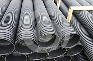 Warehouse of the corrugated pipes of plastic for laying an optic