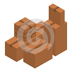 Warehouse delivery box icon, isometric style