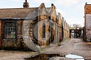 Warehouse in disrepair in a London alley