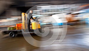 Warehouse dolley Vehicle in motion blur