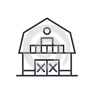 Warehouse,farm,barn vector line icon, sign, illustration on background, editable strokes