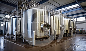 A Warehouse Filled With Rows of Shiny, Metal Storage Tanks