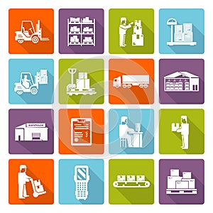 Warehouse Flat Icons Set