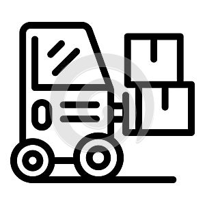 Warehouse forklift icon outline vector. Storage shipping boxes