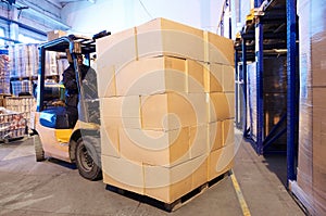 Warehouse forklift loader worker photo