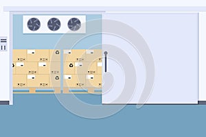 Warehouse freezer, cold storage of packaging.