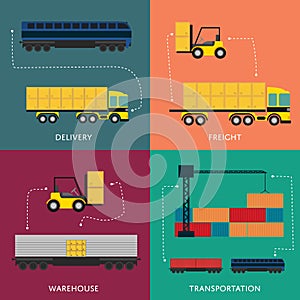 Warehouse and freight transportation banner set