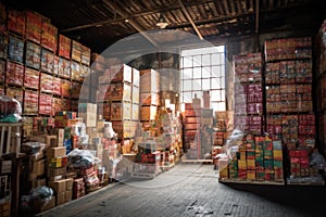 warehouse full of packaged goods ready for shipment