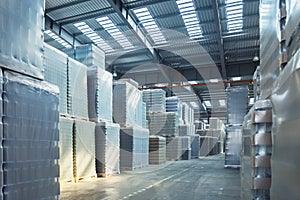 Warehouse with glass bottles