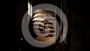 Warehouse of Grain Sacks