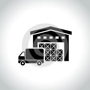 Warehouse icon on white background