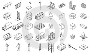 Warehouse icons set vector outline