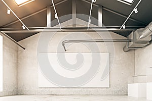 Warehouse interior with empty poster