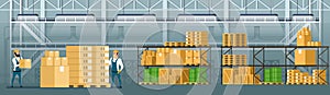 Warehouse Interior. Goods, Freight, Cargo on Shelf