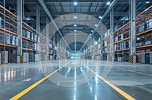 Warehouse interior with pallet racks