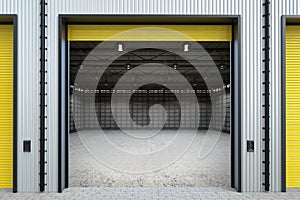 Warehouse interior with shutter doors