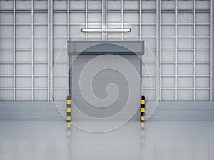 Warehouse interior with shutter doors