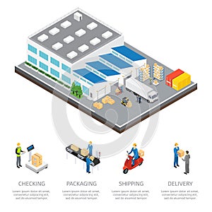 Warehouse Isometric Colored Composition