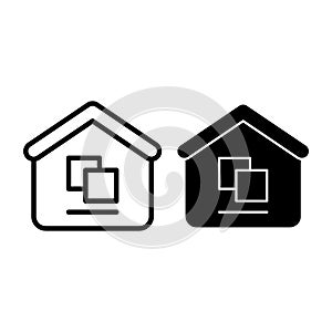 Warehouse line and glyph icon. Building vector illustration isolated on white. Store outline style design, designed for