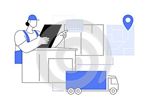 Warehouse logistics abstract concept vector illustration.