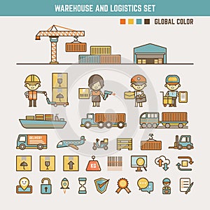 Warehouse and logistics infographic elements