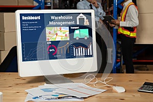 Warehouse management software application in computer for real time monitoring