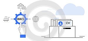 Warehouse Management System WMS and Cloud Storage Concept with Digital CV Organization