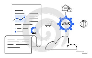 Warehouse Management System Diagram with Cloud Integration and Analytics Visualization