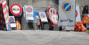 warehouse of the many road signs used by the construction compan