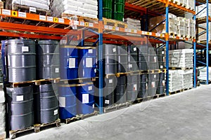 Warehouse metal barrels