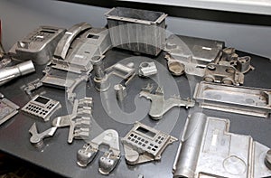 Warehouse metal workpieces and equipment obsolete mechanical plant unique individual production of electronic control devices, as