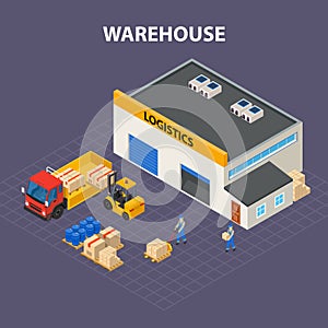 Warehouse Outside Isometric Design Concept